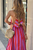 Roxane Linen Blend Striped Halter Neck A-line Maxi Dress
