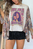Unique Ethnic Print Batwing Sleeve Loose Top