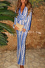 Sylvie Knit Zigzag Pattern Rose Detail Long Sleeve Stretch Maxi Dress