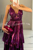 Seize The Gorgeous Pleated Metallic Fabric Cutout Tiered Maxi Dress