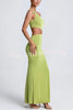 Kimora One Shoulder Cutout Detail Asymmetric Slit Stretch Maxi Dress