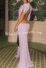 Sexy Open Back Bow Embellished Elegant Fishtail Maxi Dress