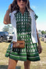 Nash Geometric Tile Print Wide Sleeve Button Up Pocketed Mini Dress