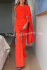 Perfect Balance Asymmetric Draped Cape Top and High Waist Flared Pants Set