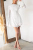 Catiana Embossed Velvet Print Bell Sleeve Elastic Waist Back Tie-up Mini Dress