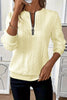 Solid Color Casual Long Sleeve Round Neck Zipper Sweatshirt