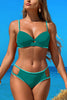 Sexy Hollow Contrast Stretch Two-Piece Bikini Swimsuit