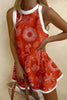 Line Ocean Life Print Sleeveless Resort Mini Dress