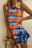 Lemon Sardines Print Sleeveless Resort Mini Dress
