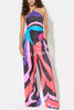 Jodie Unique Print Halter Scarf Tank and Elastic Waist Pocketed Wide Pants Set