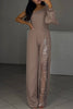 Carlisle One Shoulder Slit Lantern Sleeve Sequin Patchwork Wide Leg Party Jumpsuit