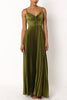 Catch The Light Satin Pleated V-neck Slip Maxi Dress