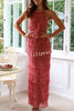 Feel Chic and Romantic Sequin Textured Material Back Elastic Halter Tie Tank