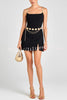 Timeless Exquisite Tweed Fabric Metal Coin Chain Detail Slip Mini Dress