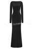Fashion Long-sleeved Slim Sexy Hollow Slit Maxi Dress