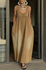 Stylish Sleeveless Loose-fitting Pocket Casual Denim Maxi Dress