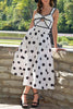 Bow Swimsuit and Elastic Waist Spotted One Piece Swimsuit + Skirt