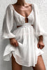 Jordy Ruched Gathered Bust Cutout Elastic Waist Lantern sleeve Mini Dress