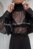 Shine All Night Sequin Turtleneck Long Batwing Sleeve Loose Blouse