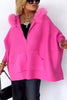 Warm Call Knit Long Sleeve Zipper Plush Hooded Pocket Loose Cardigan