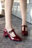 Square Toe Mary Jane Block Heel Retro High Heels