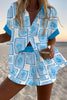 Conch Print Loose Button Elastic Waist Shorts Set