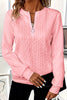 Solid Color Casual Long Sleeve Round Neck Zipper Sweatshirt