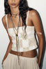 Angie Contrast Patchwork Crochet Appliqu¨¦ Strap Tank Top