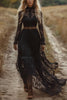 Elegant Hollow Lace Long Sleeve Slim Holiday Maxi Dress