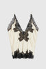 Party Focus Contrast Color Satin Lace Trim V-Neck Slip Tank