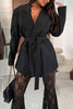 Chic Moment Lapel Long Sleeve Belt Pocketed Oversized Blazer