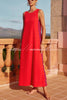 Vacation Villa Side Ric Rac Wave Trim Slit Loose Maxi Dress