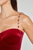 Eliza Luxurious Velvet Fabric Jewel-embellished Shoulder Straps Belted Flare Jumpsuit