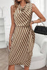 Unique Print Draped Front Neck Asymmetric Hem Mini Dress