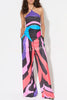 Jodie Unique Print Halter Scarf Tank and Elastic Waist Pocketed Wide Pants Set