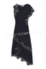 Paris Dream Satin Lace Trim Irregular Design Drape Maxi Dress