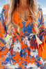 Unique Print V-Neck Long Sleeve Full Hem Holiday Maxi Dress