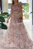 Romantic Ball Chiffon Floral One-shoulder Pleated Design Back Lace-up Gown Maxi Dress