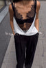 Jennie Lace Trim Deep V-neck Back Tie-up Loose Tank