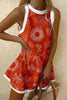 Line Ocean Life Print Sleeveless Resort Mini Dress