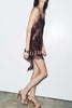 Elouise Satin Lace Trim V-neck Asymmetrical Hem Slip Mini Dress