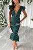 Gala Ready Tiered Ruffle Detail Ruched Formal Midi Dress