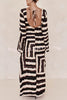 Norah Tie Dye Print Ring Detail Long Sleeve Backless Maxi Dress