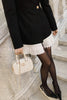 Fashionable Contrast Color Elegant Long Sleeve Pleated Suit Mini Dress