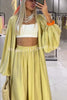 Beach Cottage Open Front Long Pleated Lantern Sleeve Long Cover-up Jacket