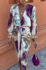 Luxury Party Satin Tie-dye Print Draped Slit Midi Skirt