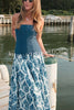 Dottie Colorblock Floral Print Drop Waist Gathered Strapless Maxi Dress
