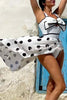 Bow Swimsuit and Elastic Waist Spotted One Piece Swimsuit + Skirt