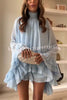 Solid Color Chiffon Trumpet Sleeve Loose Mini Dress
