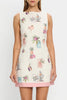 Botanical Print Sleeveless Open Back Casual Mini Dress